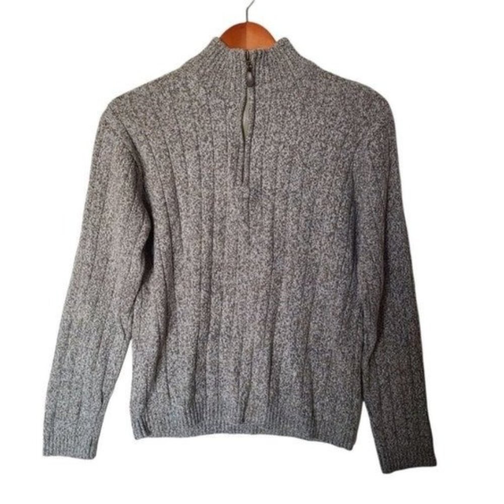 Oscar De La Renta Sweater Quarter Zip Mock Neck size L Large Cotton Blend Tan Ma